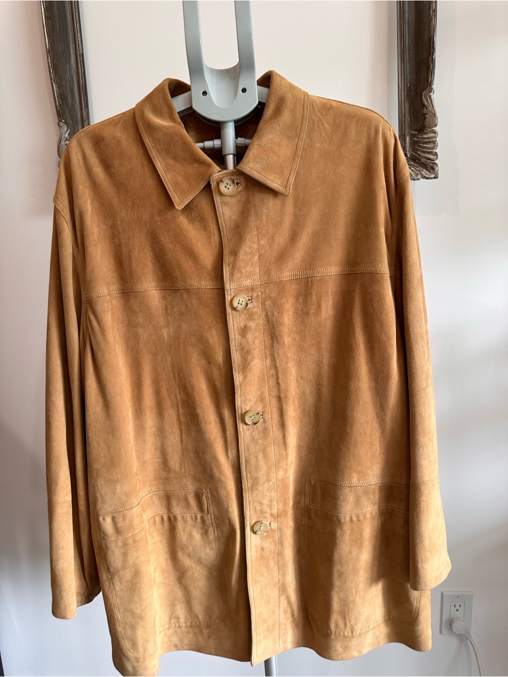 Vera Pelle Tan Faux  Suede Shirt Jacket